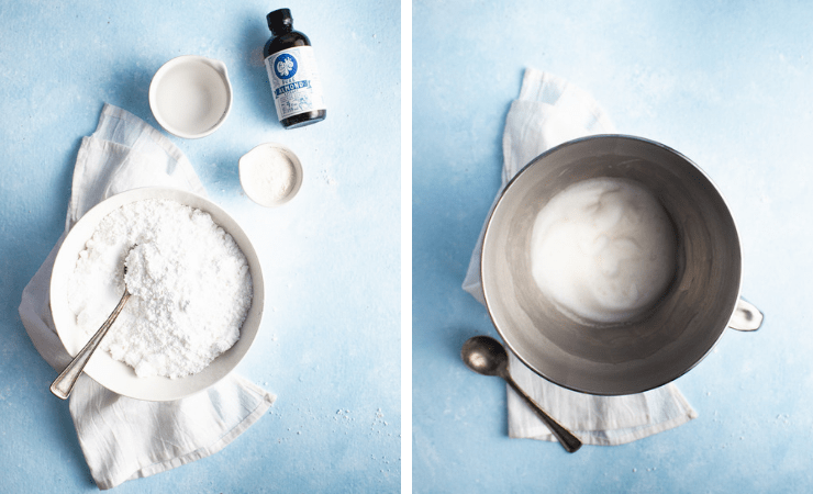 Step-by-step photos for making royal icing
