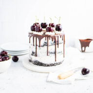 Homemade Black Forest Cake with Brandied Cherries