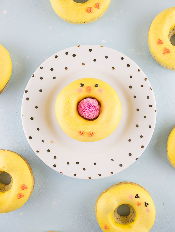Your breakfast will taste just festive as it looks with these lemon poppy seed chick doughnuts!